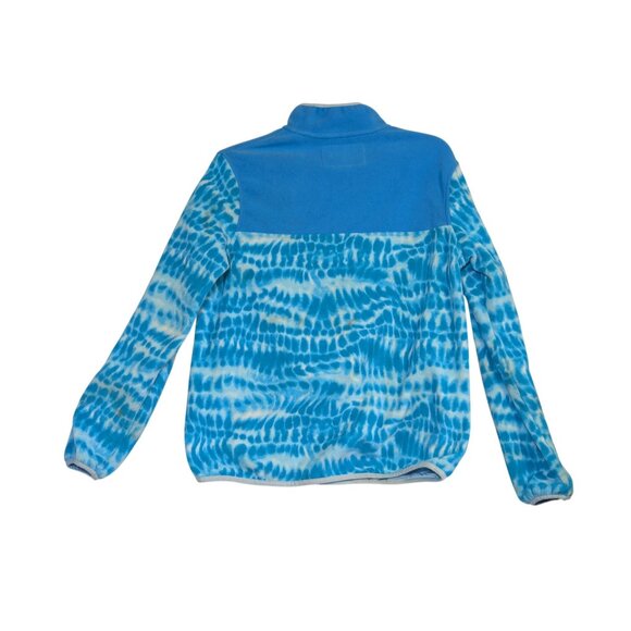 Lands End Womens Tie-Dye Fleece Pullover Small Blue White Soft Cozy Top - Picture 6 of 6